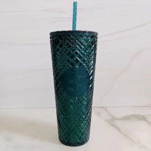 Starbucks Holiday 2021 Green/Blue Jeweled Cold Cup Tumbler- 24oz